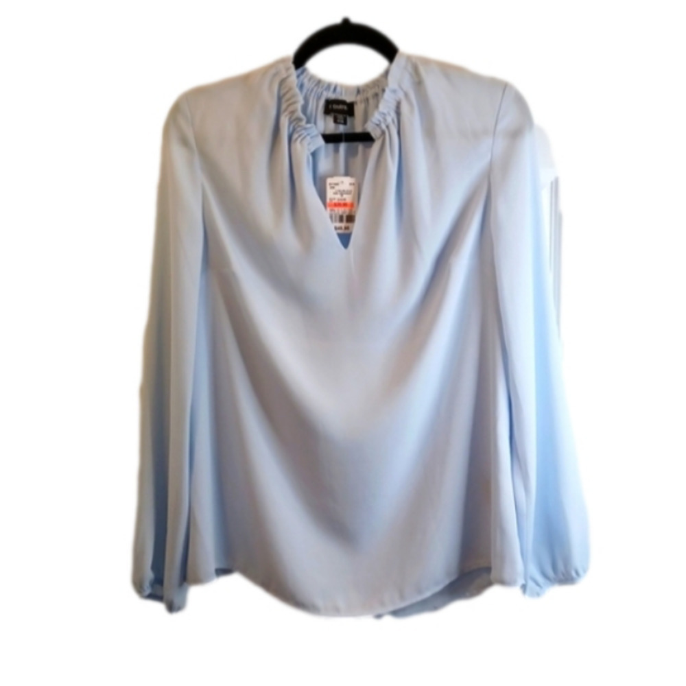 Le chateau pastel blue long sleeve blouse sz M